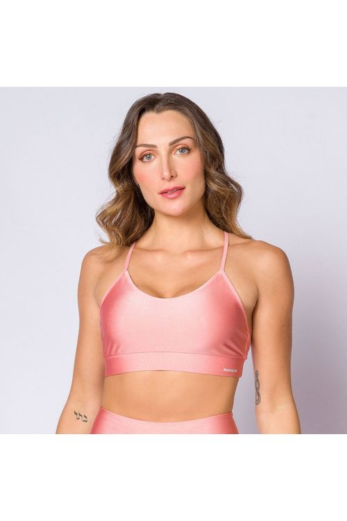 Top de alça cruzada poliamida rosa feminino