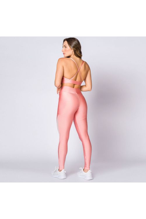 Conjunto poliamida rosa com tela feminino