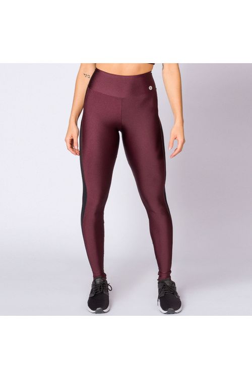 Calça legging poliamida vinho com tule feminina