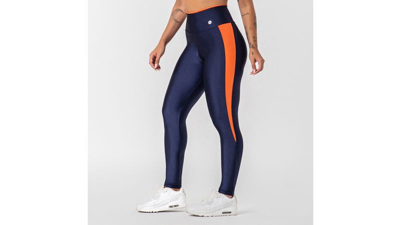 Legging Metade - Laranja/Azul Roial