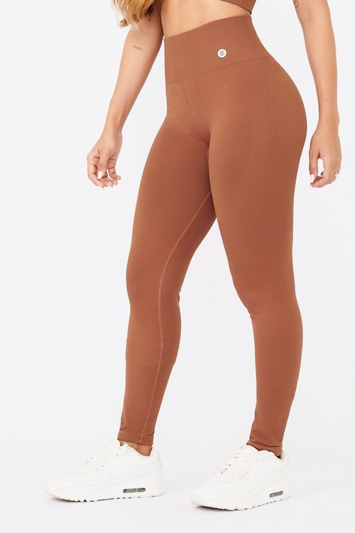 Calça legging seamless de poliamida marrom