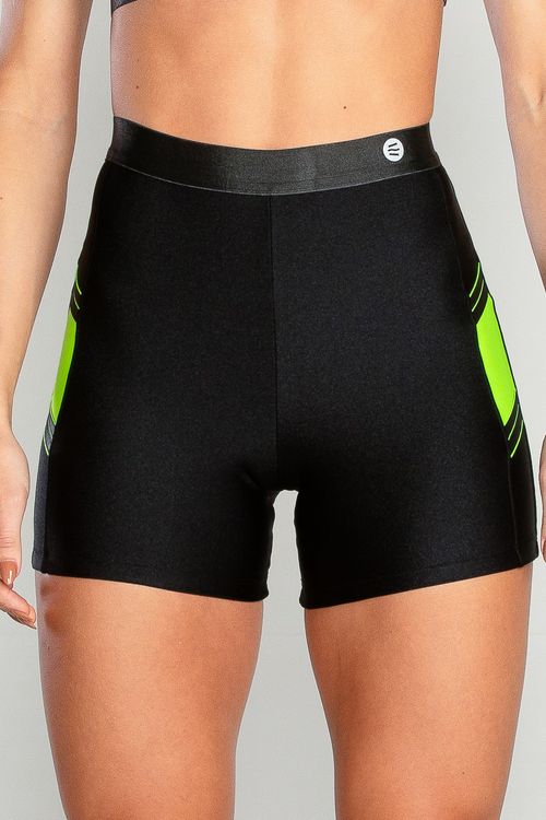 Short poliamida preto com detalhe neon