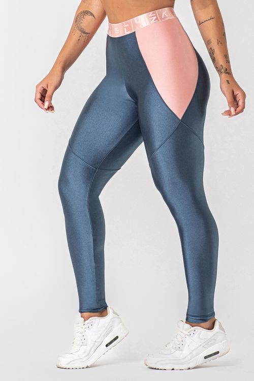 Calça legging poliamida azul porcelana com elástico feminina