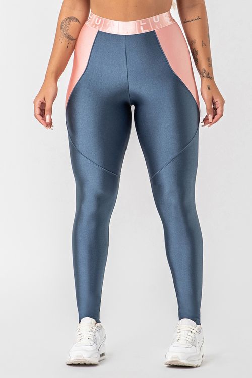 Calça legging poliamida azul porcelana com elástico feminina