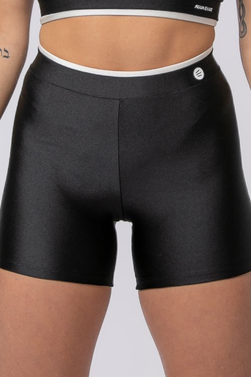Short poliamida preto com detalhe off white feminino
