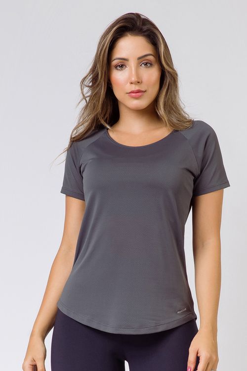 Blusa de poliamida grafite feminina