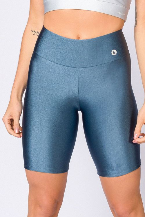 Bermuda ciclista poliamida azul porcelana feminina