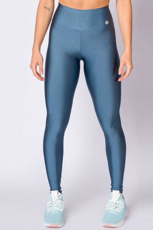 Calça legging básica poliamida azul porcelana feminina