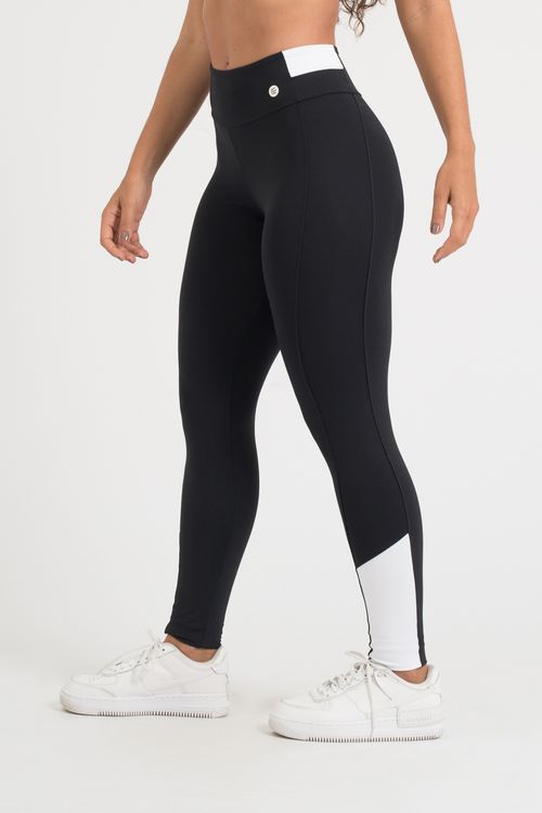 Calça legging poliamida confort preta e branca