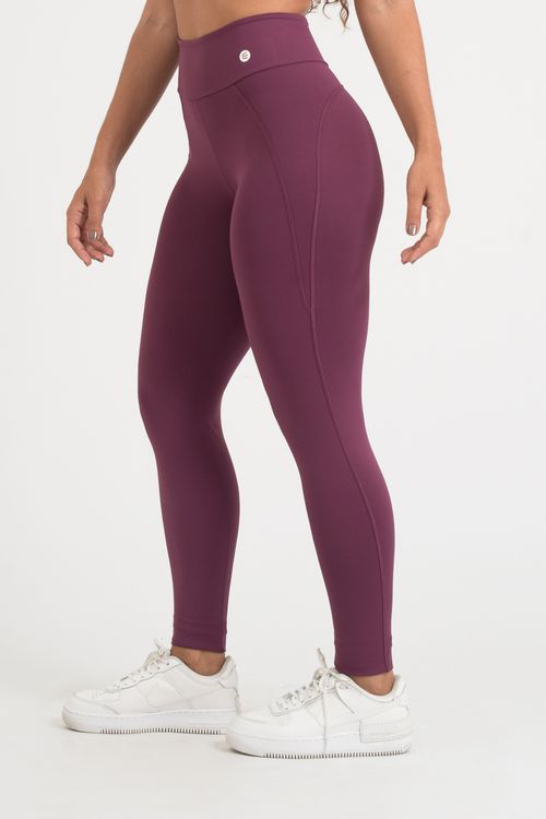 Calça legging poliamida confort uva com detalhe pespontado