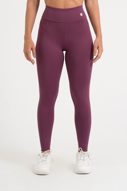 Calça legging poliamida confort uva com detalhe pespontado