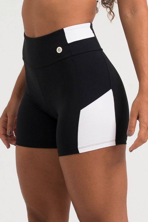 Short poliamida confort preto e branco