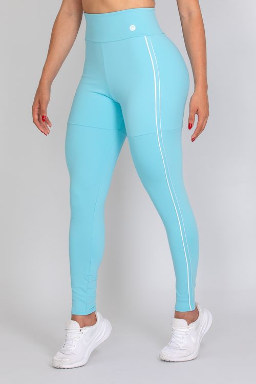 Calça legging Adaptiv azul bebê com detalhe branco