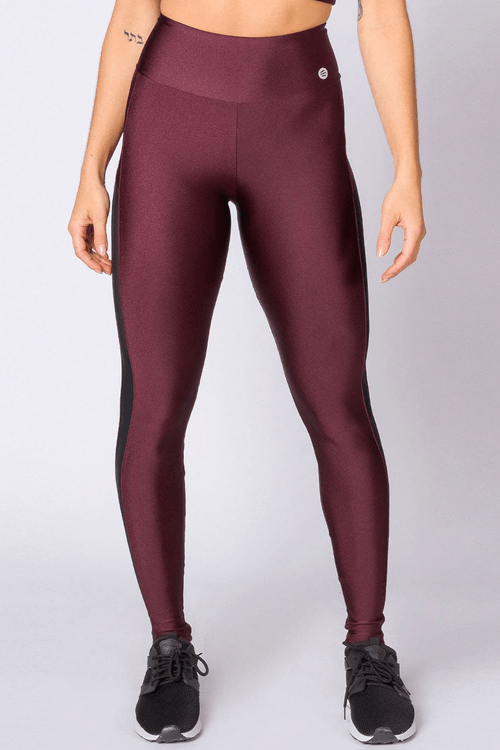 Calça legging poliamida vinho com tule feminina