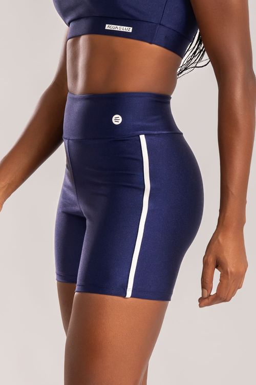 Short poliamida azul marinho com detalhe de elástico
