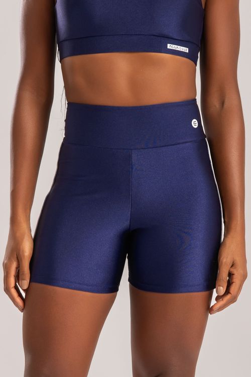 Short poliamida azul marinho com detalhe de elástico