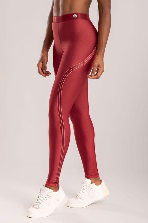 Calça legging poliamida vermelho desejo com detalhe de elástico