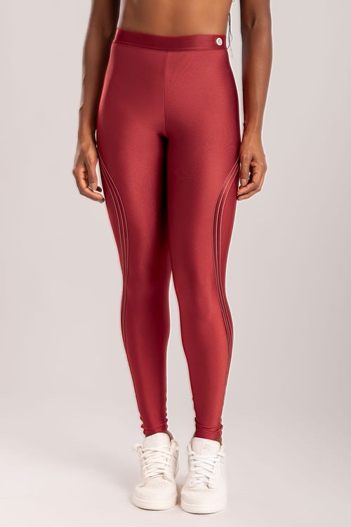 Calça legging poliamida vermelho desejo com detalhe de elástico