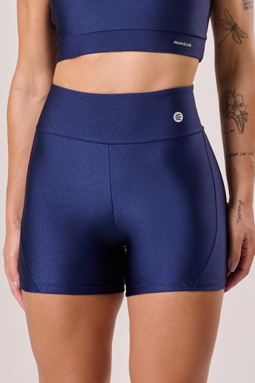 Short com recorte poliamida azul marinho