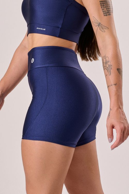 Short com recorte poliamida azul marinho