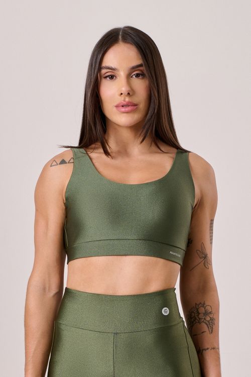 Top sustentação poliamida verde militar