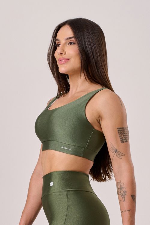 Top sustentação poliamida verde militar