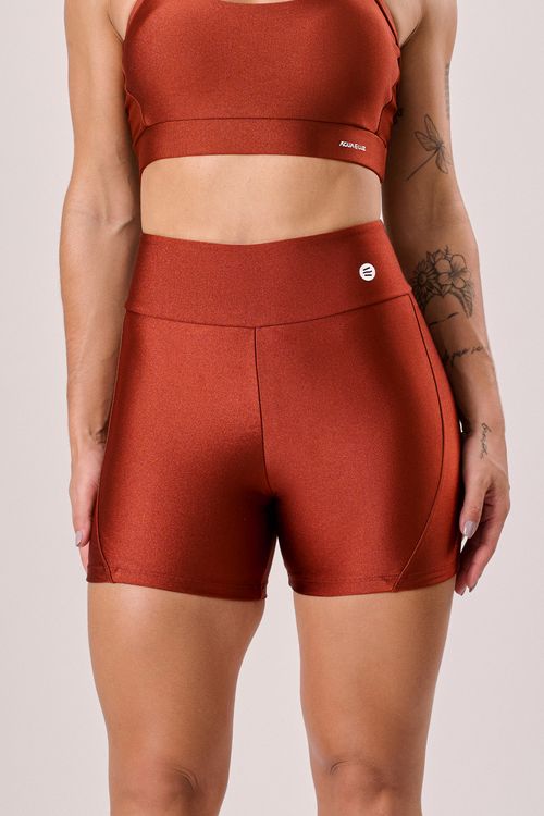 Short com recorte poliamida telha