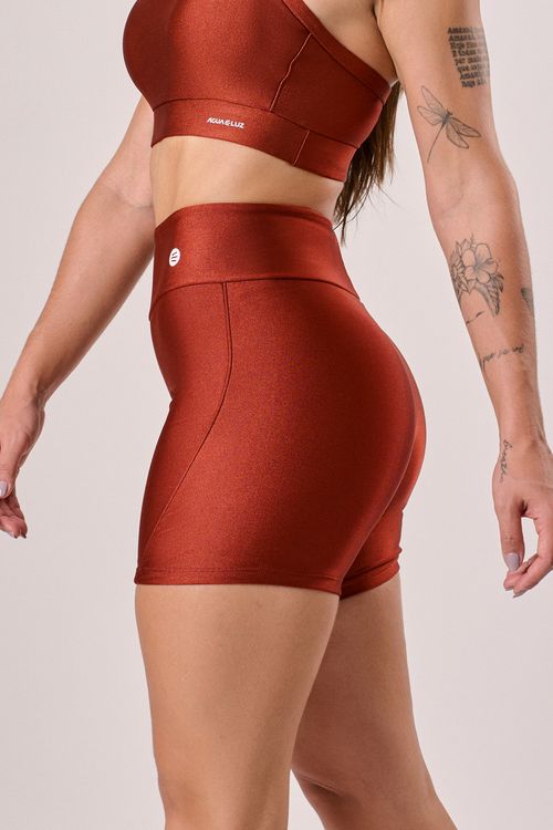 Short com recorte poliamida telha