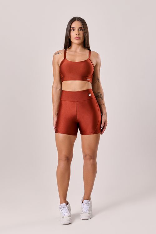 Conjunto poliamida telha com top de alça média