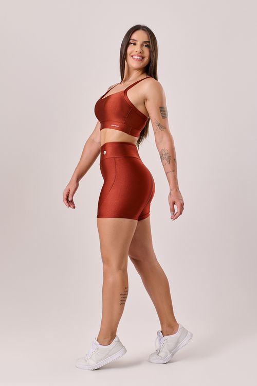 Conjunto poliamida telha com top de alça média