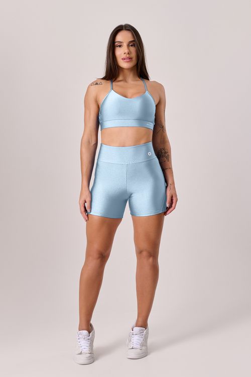 Conjunto poliamida Azul céu com top alça cruzada